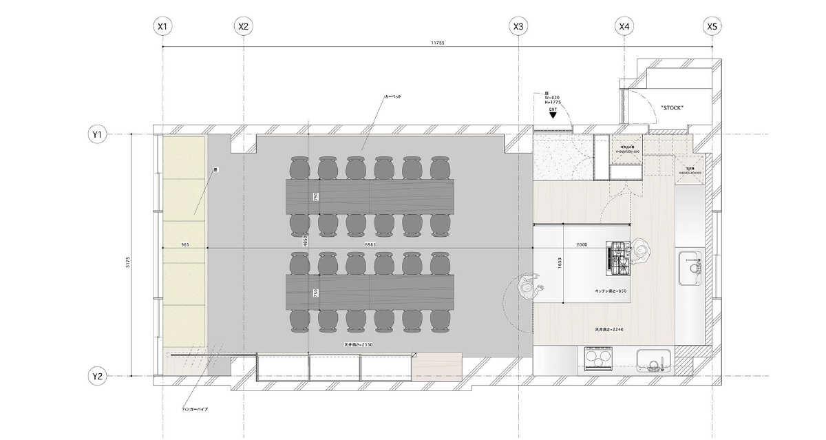 パーティー会場・パティア西新橋店の着席24名対応レイアウト